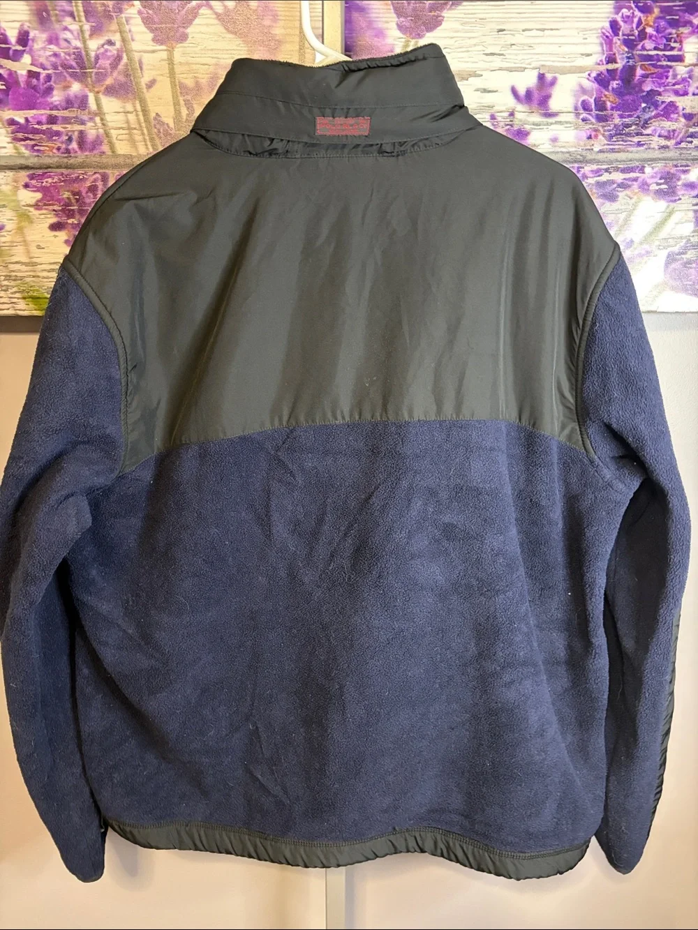 Polo by Ralph Lauren Black and Navy Fleece-Panel Hooded Polartec Jacket Size L